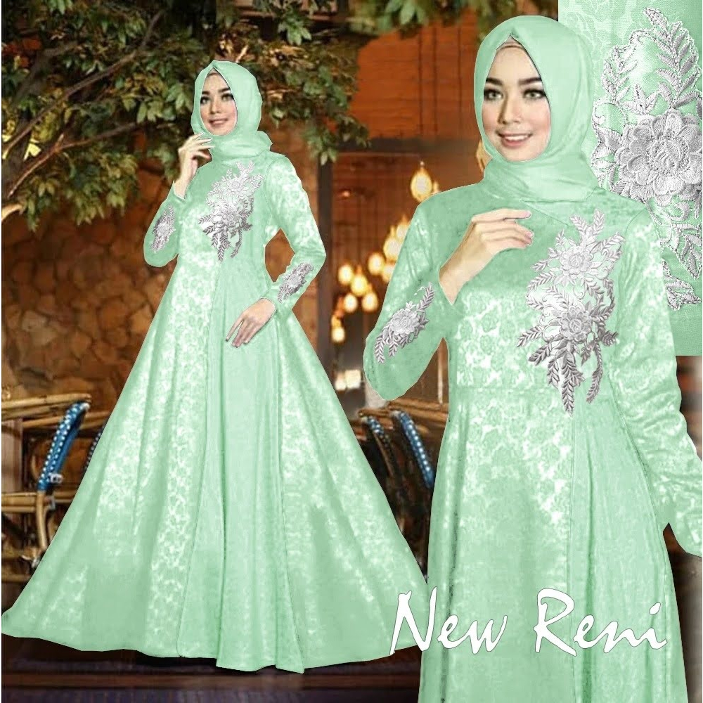 ELDE 5 - Reniana Maxi JUMBO NEW SIZE L XL 3XL 5XL maxi pesta bahan baloteli embosh variasi bunga Gamis