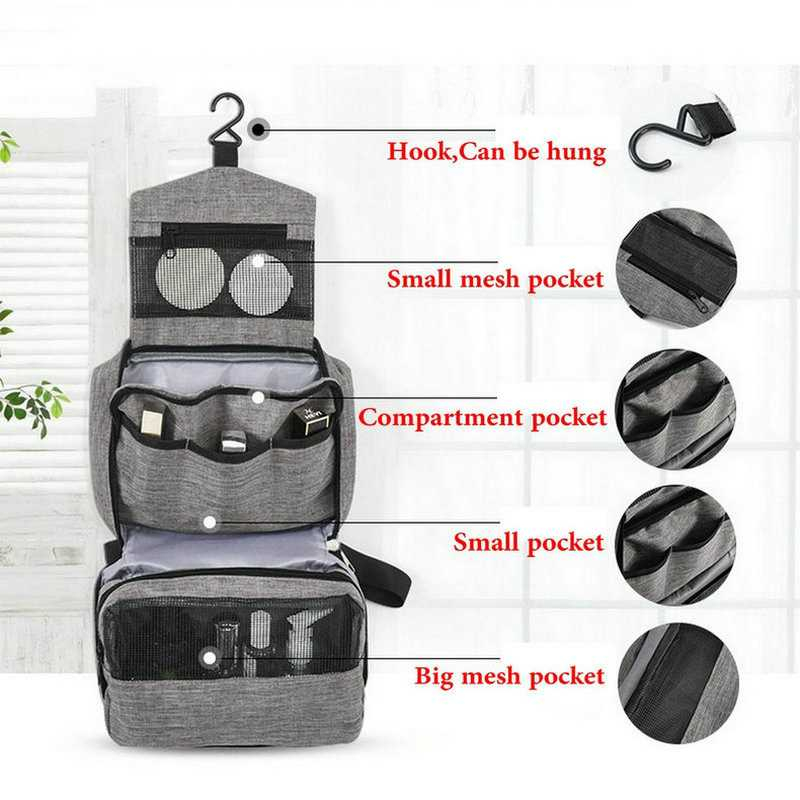 Hanging Travel Bag Folding Organizer Tas Lipat Multi Layer Desain Jaring Material Kombinasi Poliester Tahan Air