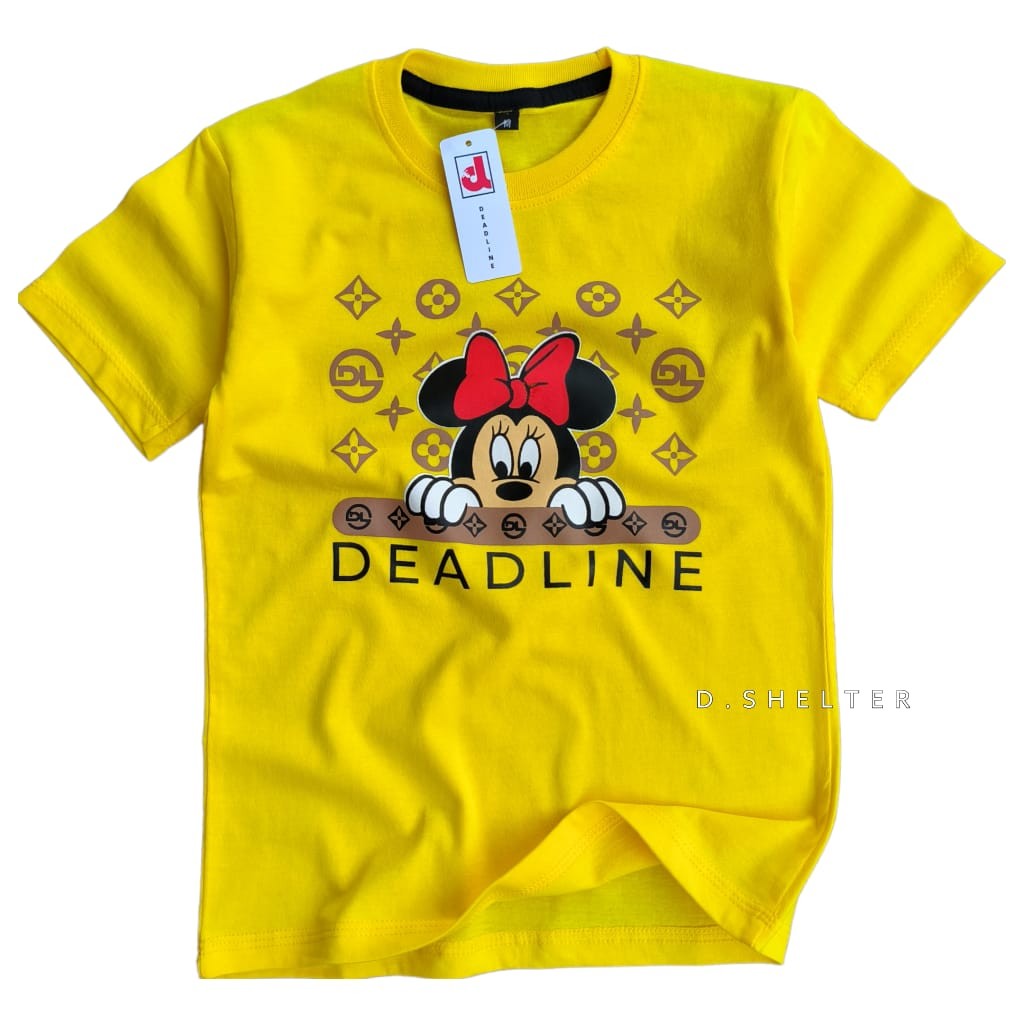 KAOS DISTRO ANAK DEADLINE KUNING MINNIE / D.SHELTER