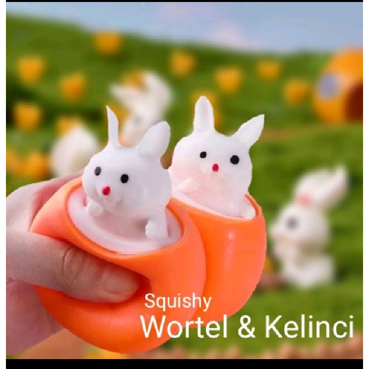 Promo Squishy Kelinci Wortel  LED Bisa Nyala