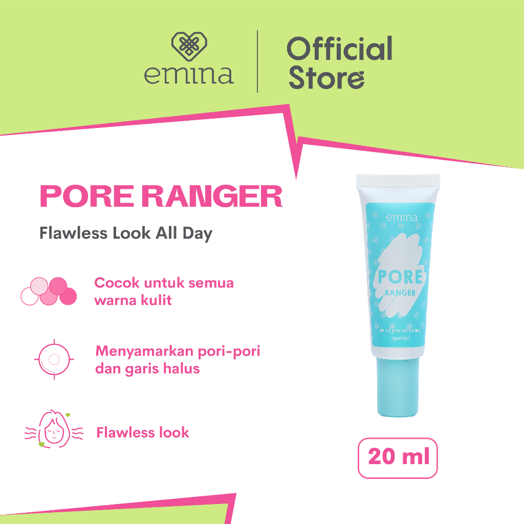 ✨ AKU MURAH ✨ Emina Pore Ranger 20 mL - Primer Translucent Matte Samarkan Pori-Pori, Make up Tahan 12 Jam