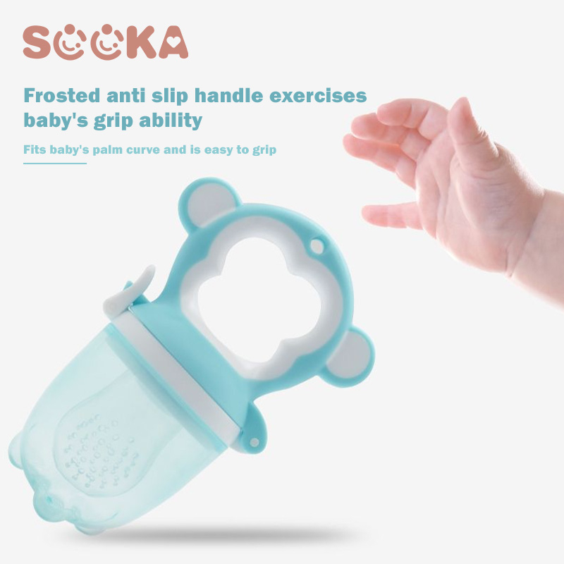 SOOKA Dot Teether Bayi  - Kantong jaring silikon gigitan dengan suplemen tambahan buah &amp; sayuran untuk melatih tumbuh gigi bayi, tether silikon sudah BPA Free  SK-ECC1133