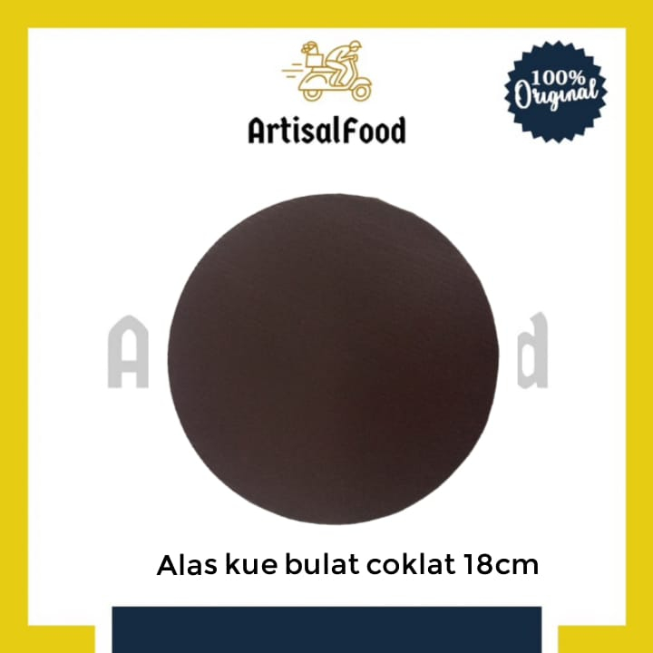 alas kue BULAT COKLAT PLASTIK tatakan cake board 18cm - 10pcs