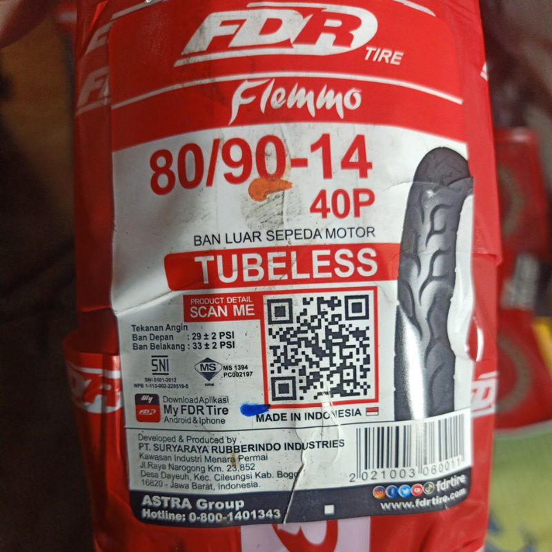 BAN LUAR TUBLES DEPAN 80/90-14 BEAT VARIO SCOOPY SPACY XEON