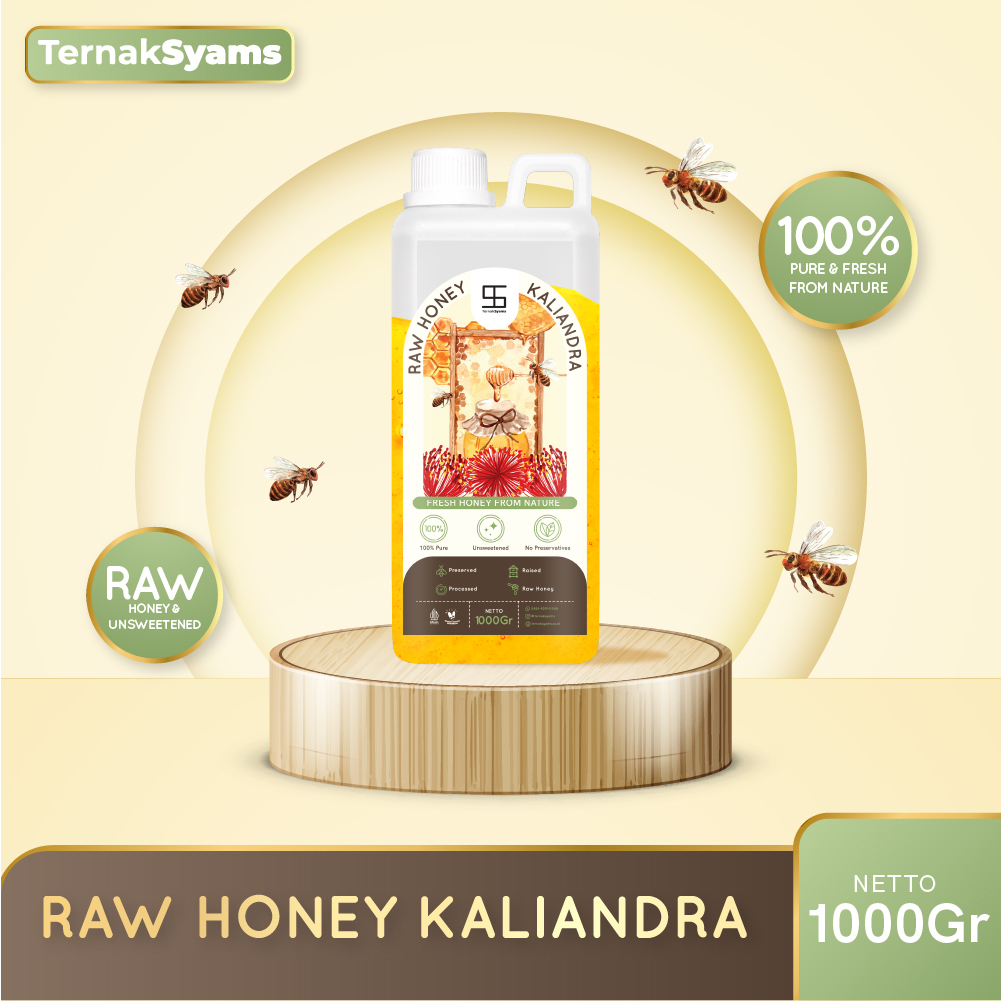 Ternak Syams -  Honey Madu Murni 1 KG 1000 gram Multiflora Kaliandra Akasia Raw Organik Pure Natural Original Asli Halal BPOM tanpa campuran gula Mentah kiloan termurah terjangkau Klenceng Kopi Randu Odeng Uray Tava Madu Putih Hitam Kayu Putih Hutan Sumat