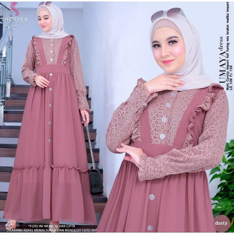 gamis brukat terbaru ukuran jumbo ld140 bahan adem
