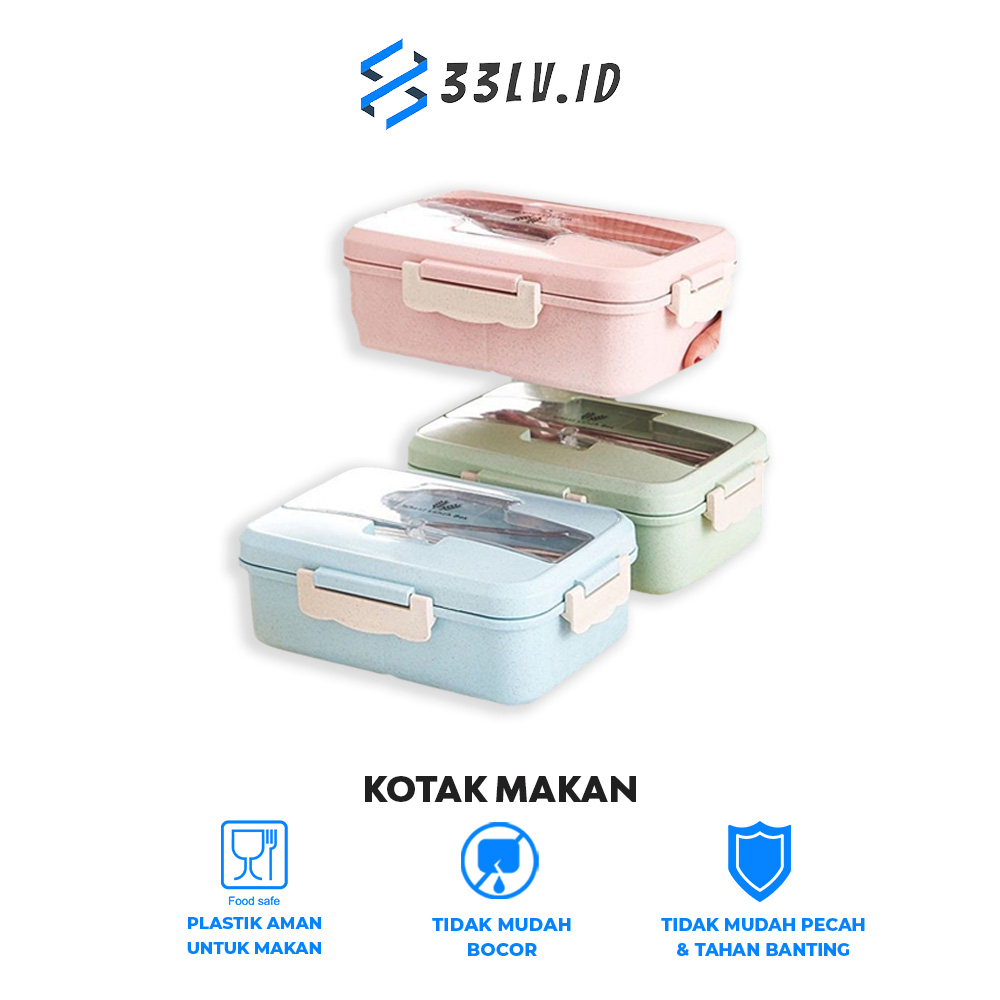 【33LV.ID】 Lunch Box Set 1500ML Kotak Makan Siang Anti Tumpah Bahan Jerami KTM04