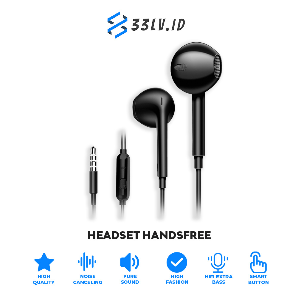 【33LV.ID】YS-124 Headset/Handsfree Harga Terjangkau Hifi Sound Wired 4D Earphone+Mic