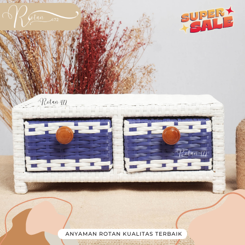 PROMO MURAH LEMARI LACI ROTAN 2 SUSUN MINIMALIS SAMPING