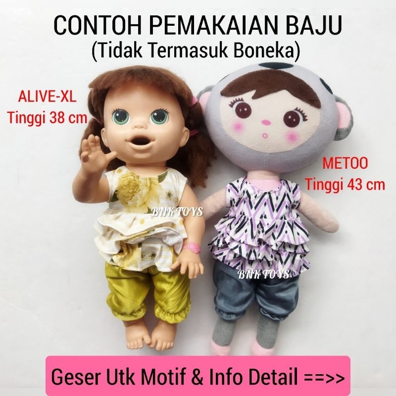 Baju Boneka Alive-XL Baju Setelan 3 Rempel Baju Boneka Meto Reborn BJD