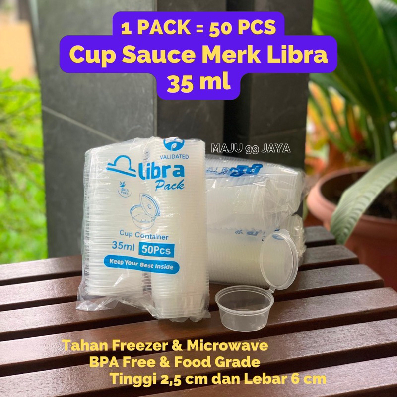 (50PCS) Sauce Cup Plastik 35ML Libra | Thinwall Tempat Saus Tomat Sambal Cup Pudding Klip Wadah Plas