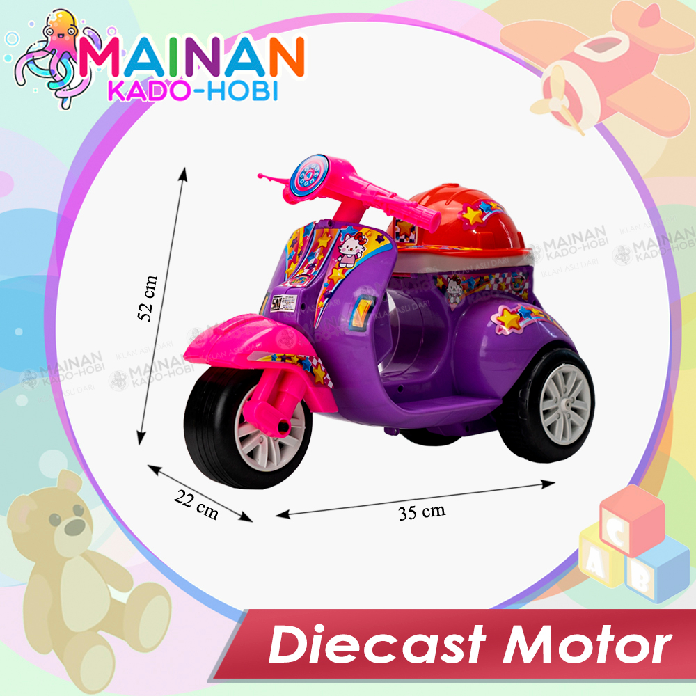 KADO ULANG TAHUN MAINAN DIECAST MOTOR ANAK VESPA KARAKTER LUCU