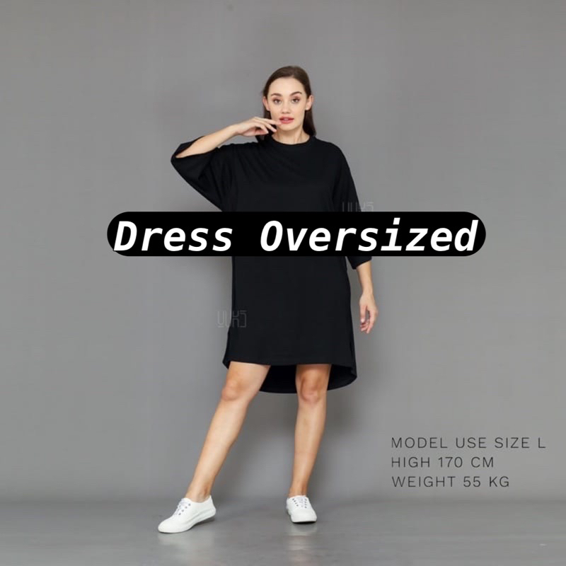Kaos Oversized Midi Dress Korean Style Tshirt Oversized