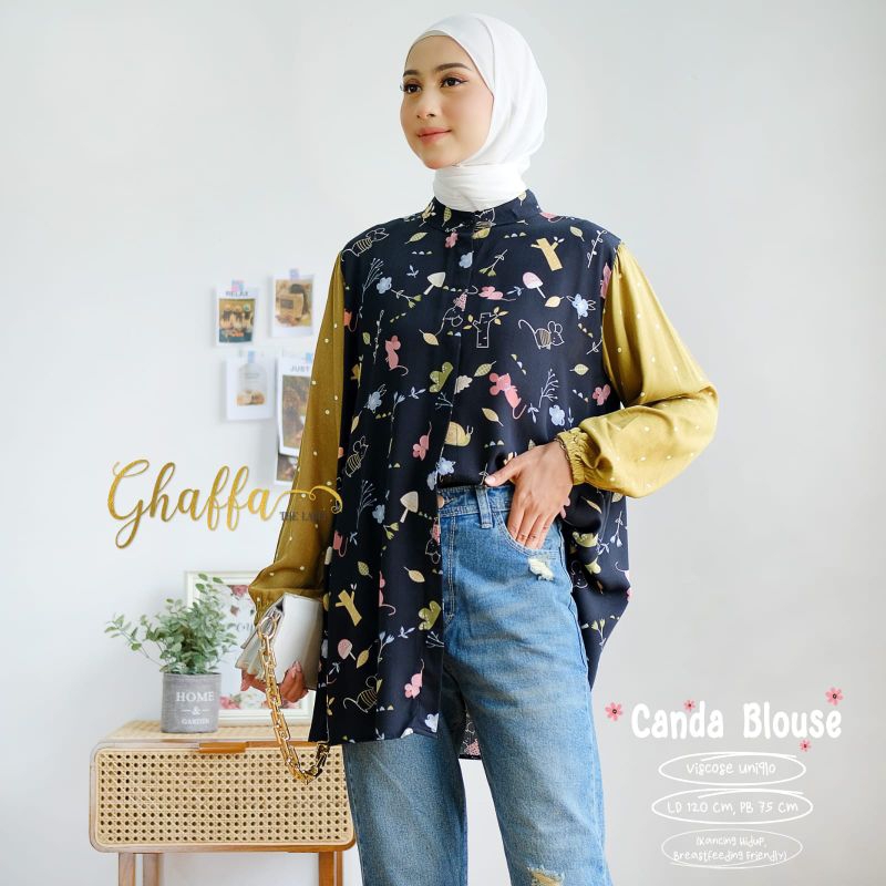 CANDA BLOUSE BY GHAFFA THE LABEL / BLOUSE MOTIF MUSLIMAH / Atasan rayon viscose LD 120