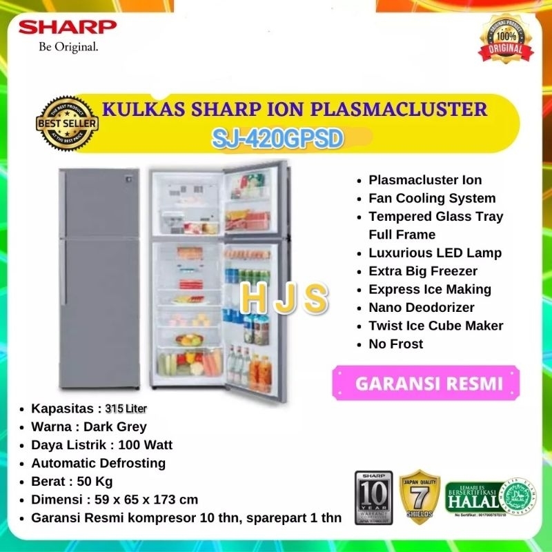 KULKAS SHARP SJ-420GPSD PLASMACLUSTER ION