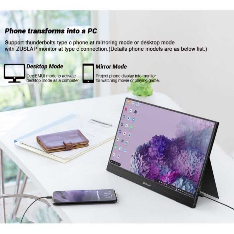 ZEUSLAP Portable Monitor HD IPS 15.6 Inch 1080p with Touchscreen - AT156