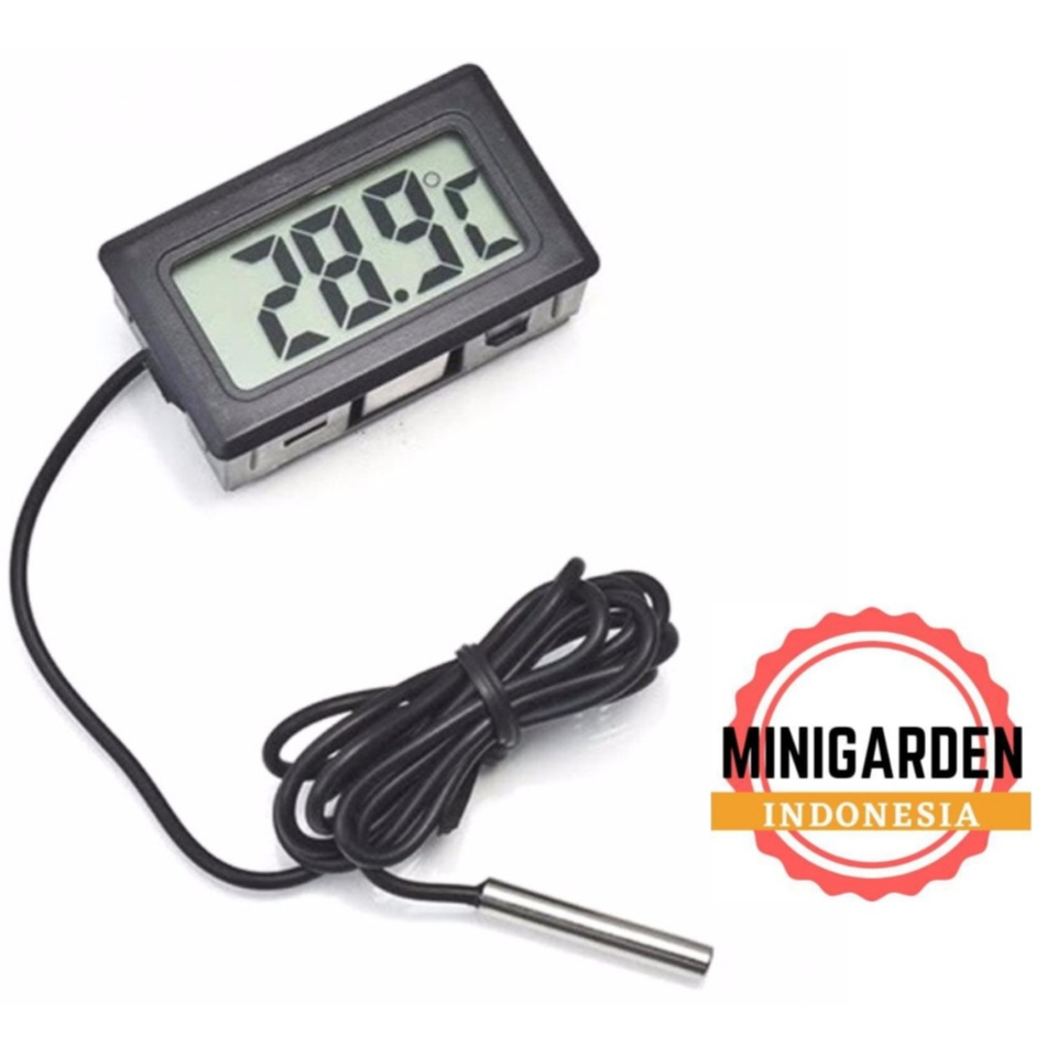 THERMOMETER DIGITAL WITH PROBE WATERPROOF untuk aquarium hidroponik freezer incubator alat ukur suhu