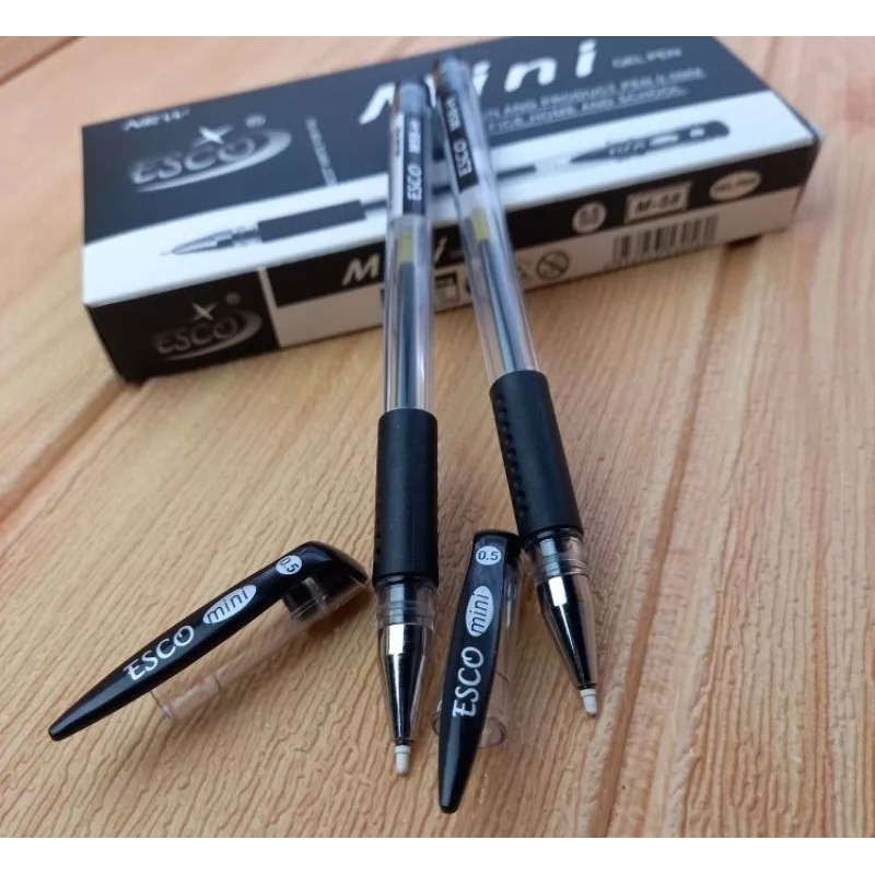 

Esco Mini Pulpen Gel hitam mata pena 0.5 mm 12 pcs/1 lusin pulpen gel hitam murah