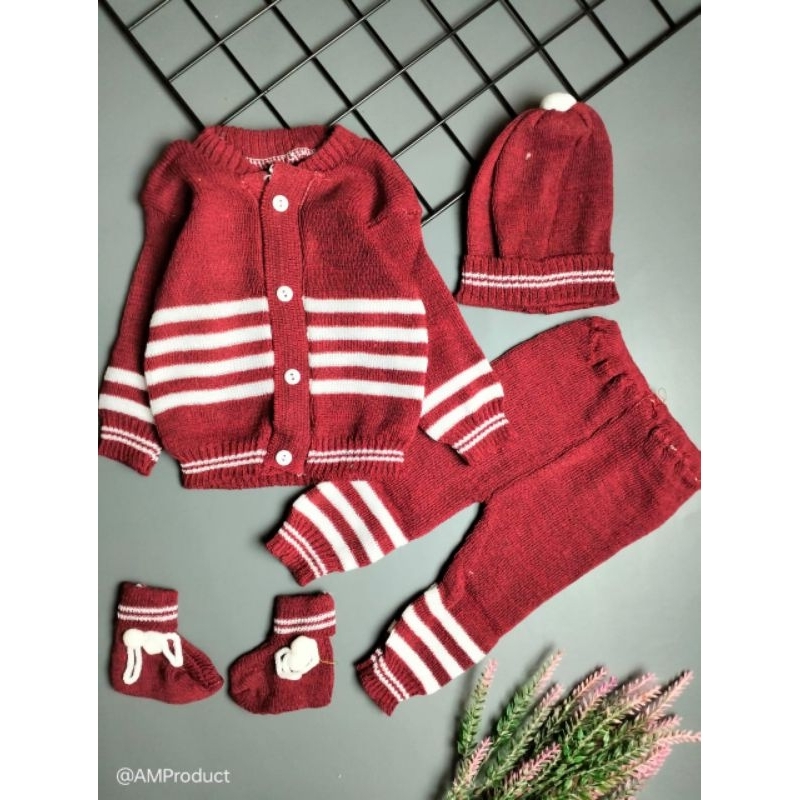 set jaket rajut bayi boss 0-1 bulan