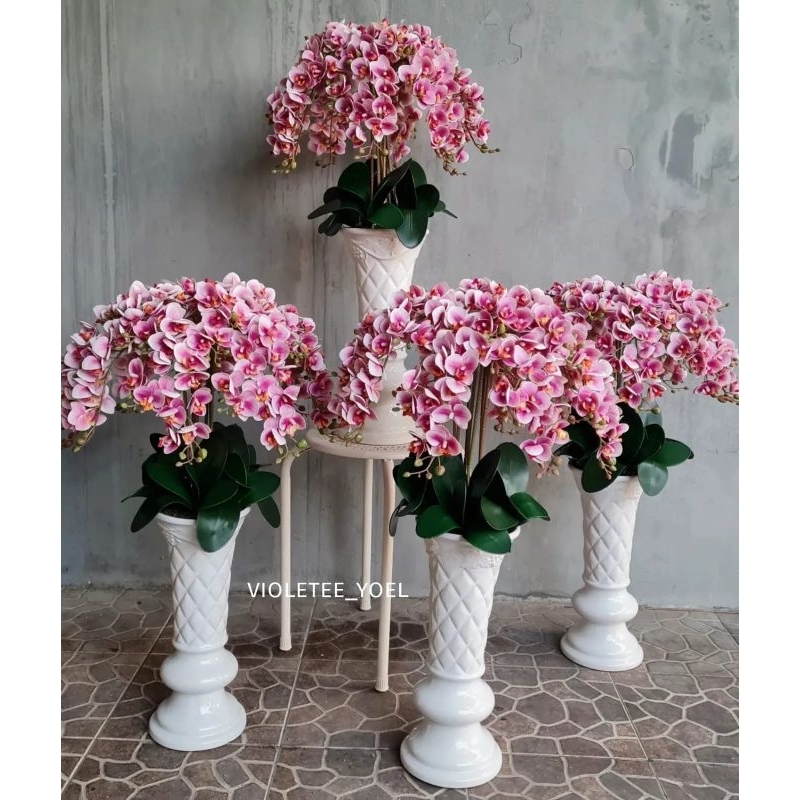 Pot Keramik dan Anggrek Bulan Mini Artificial