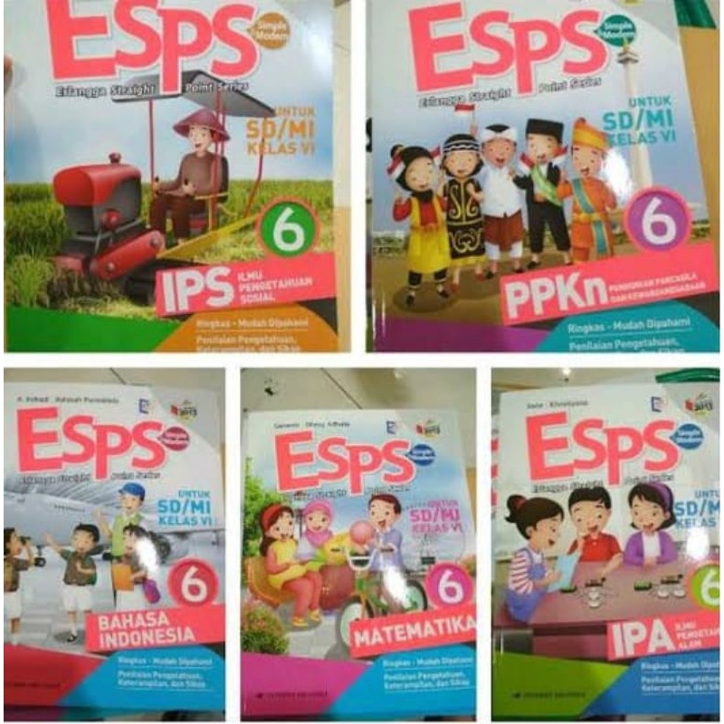 Buku Bekas ESPS kelas 6 SD MTK/ B.Indo/ IPA/ PPKN/ IPS