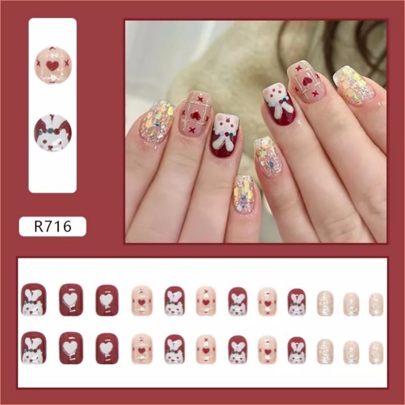 Fake Nails Art / Kuku Palsu 24 pcs (R701-R800) FREE LEM CAIR 2gr