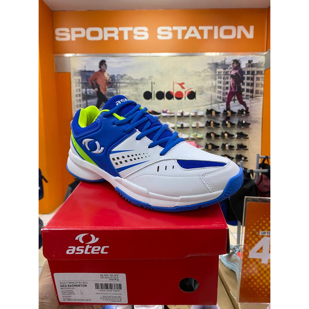 Astec Geo Badminton White Blue Men's Shoes Original