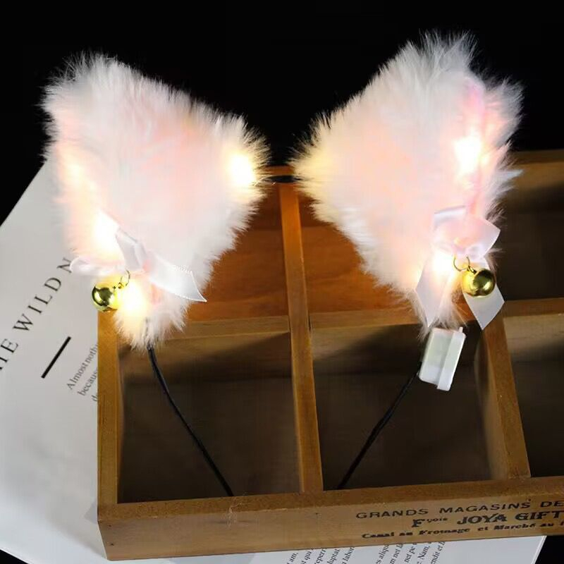 BD096 Bando telinga kucing lonceng bando nekomimi lampu bando cosplay telinga kucing bando korea