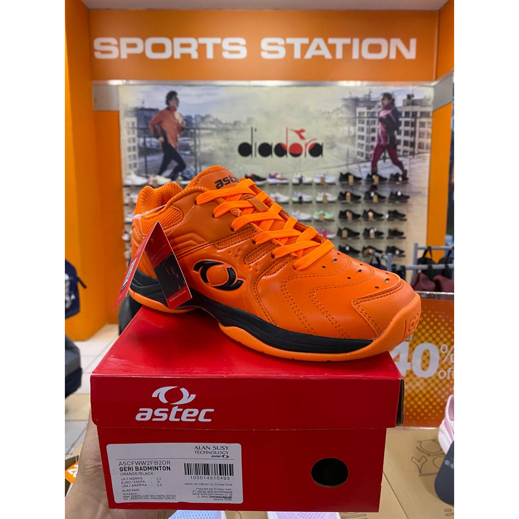 Astec Geri Badminton Orange/Black Bulu tangkis Unisex Shoes Original