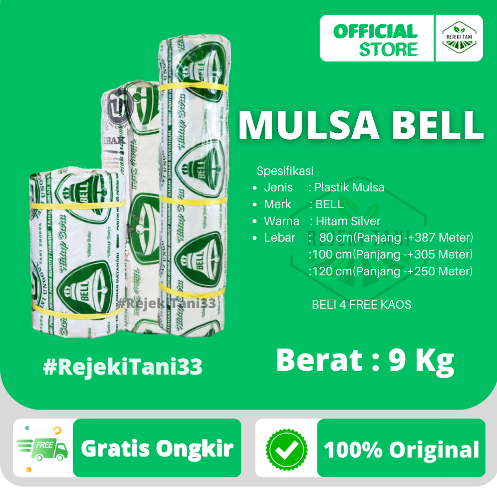 Mulsa BELL 1 Roll 9Kg Plastik Mulsa Hitam Perak Mulsa Silver Plastik Pertanian