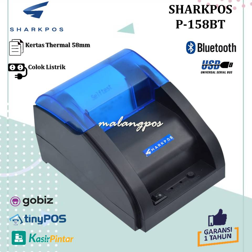 Printer Bluetooth Thermal Sharkpos PI58 BT Usb Bluetooth 58mm C58BT Struk PPOB