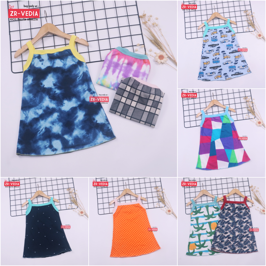 (ISI 3 PCS) Dress Daster Yukensi uk 1-2 Tahun / Baju Anak Perempuan Atasan Bahan Murah Harian