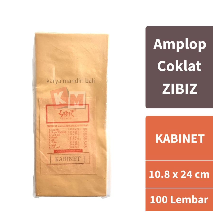 

Amplop Coklat ZIBIZ Ukuran Kabinet 10.8 x 24 cm Isi 100 Lembar