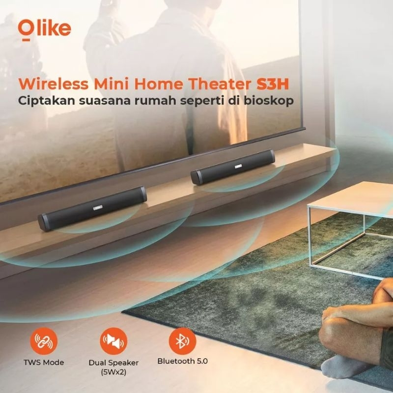 SPEAKER BLUETOOTH OLIKE S3H SOUNDBAR Olike Magic Sound Wireless Home Theater Speaker Dynamic Subwoofer