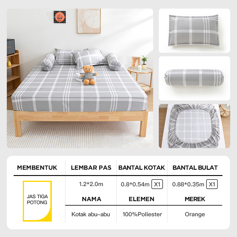 Sprei Single Motif Aesthetic KQ Dengan Sarung Bantal &amp; Guling Sprei Murah Premium KQ Size 120x200cm