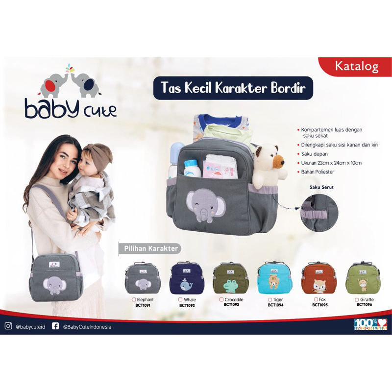 TAS BAYI BABYCUTE / TAS BAYI KECIL KARAKTER BORDIR BCT1091/BCT1092/BCT1093/BCT1094/BCT1095/BCT1096