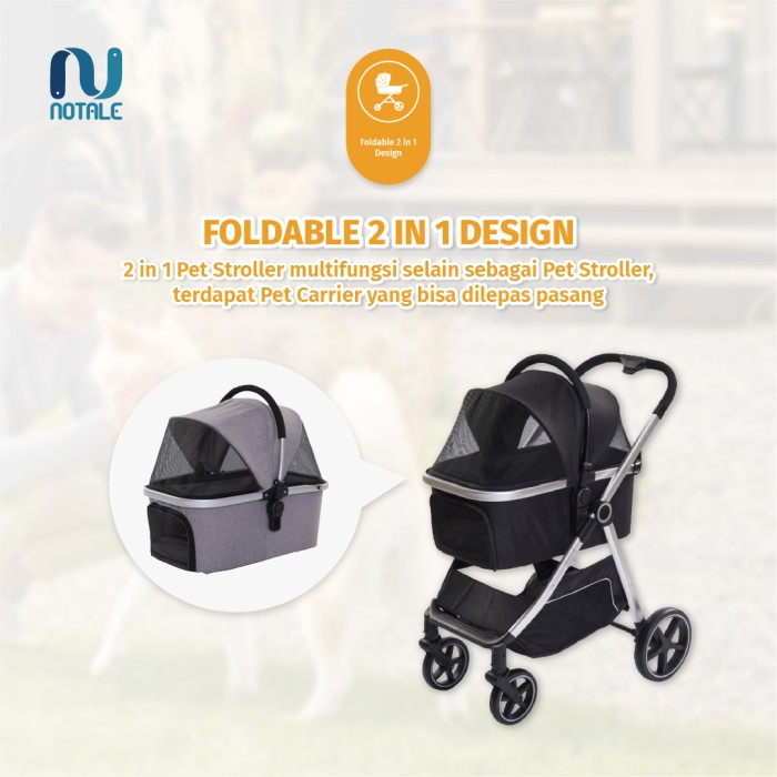 Notale Dokuma Pet Stroller Foldable 2 in 1 NTL-PS106 (PC500) Hewan Kucing Anjing