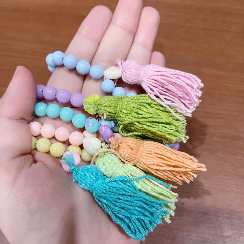 A451-A455 TASBIH PASTEL fashion muslim mukena perlengkapan set sholat solat tasbeh sajadah pray praying prayer islam islamic 33 ganjil peach yellow pink blue baby white ungu