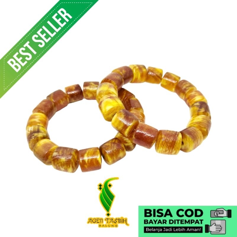 Gelang Kayu Damar Pinus Motif Tabung size 12mm