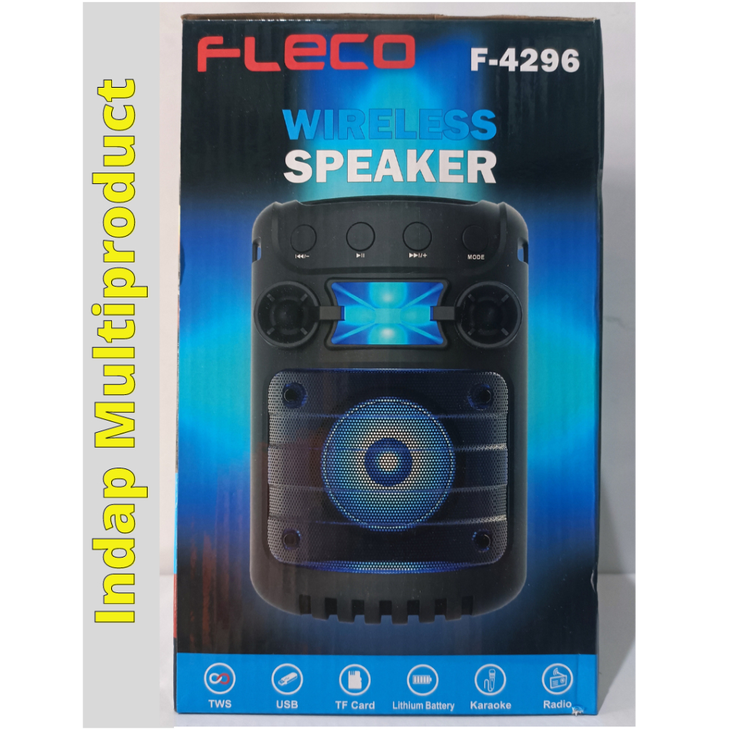 Speaker Portable Bluetooth Fleco F-4296 Gratis Microphone Bergaransi