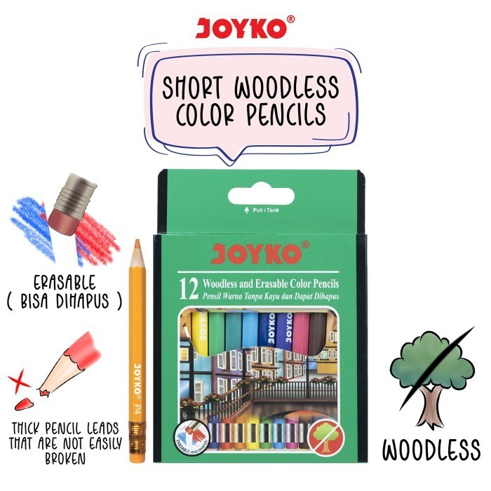 Joyko Pensil Warna Dapat Dihapus Color Pencil Erasable CP-120 12 Warna