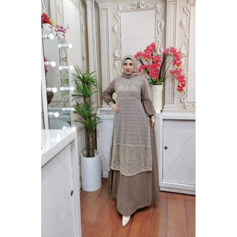 Kinar Dress By Aera.id / Gamis Set Hijab / Gamis Cantik / Gamis Kekian / Gamks Pesta