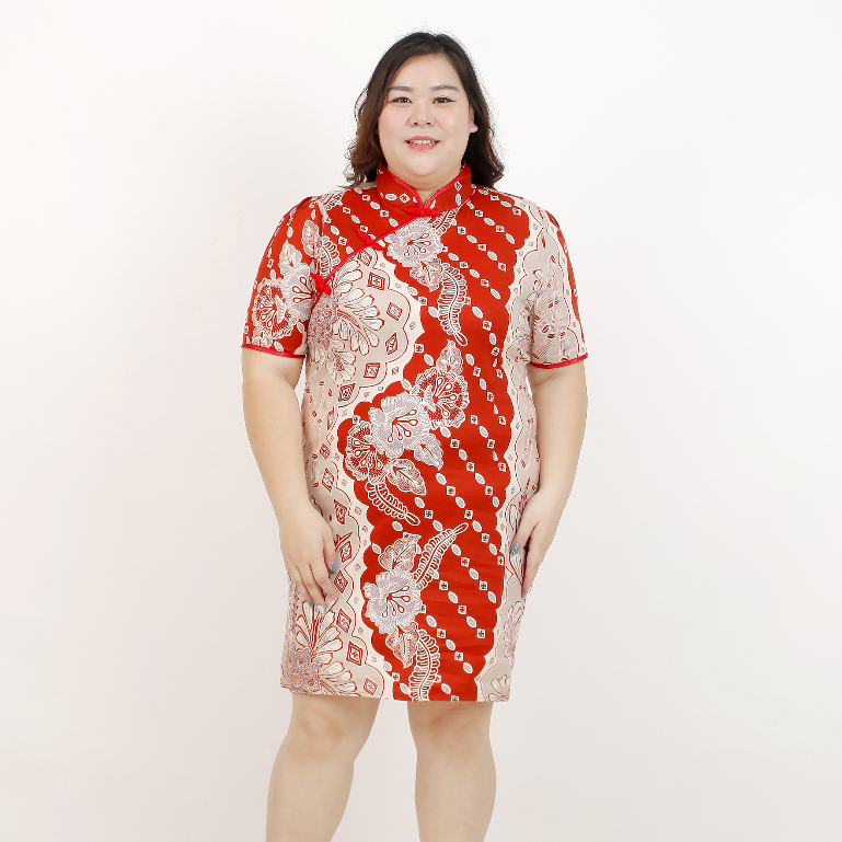 Baju batik wanita - Dress batik Cheongsam wanita jumbo 32