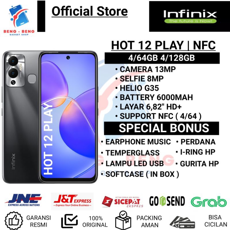 INFINIX HOT 12 PLAY 4/64GB 4/128GB 4/64GB NFC GARANSI RESMI