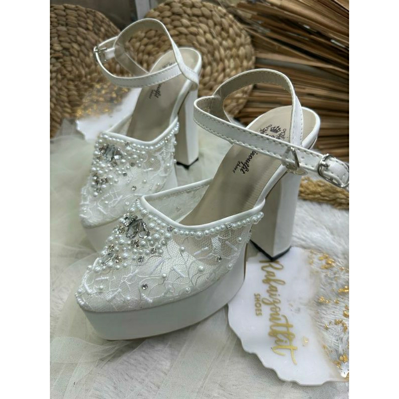 Sepatu wedding pesta cantik natalysa Putih 12 Cm