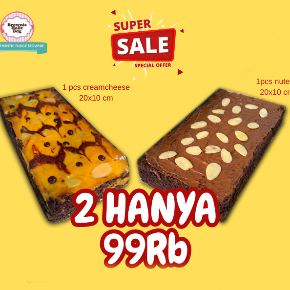 

Promo Brownies Paket 2 Pcs Varian Creamcheese dan Nutella