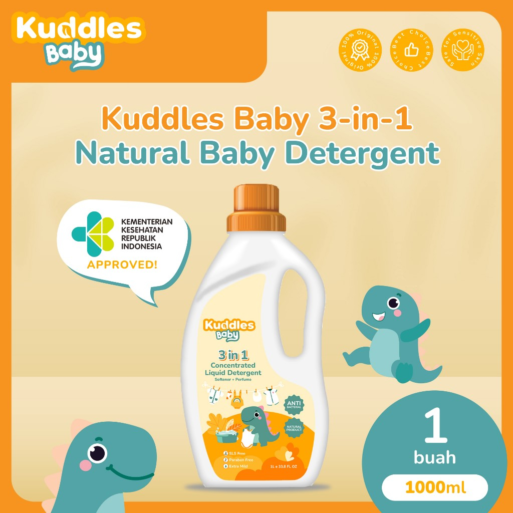 KUDDLES BABY 3 in 1 Organic Liquid Detergent | Pembersih Pewangi Pelembut