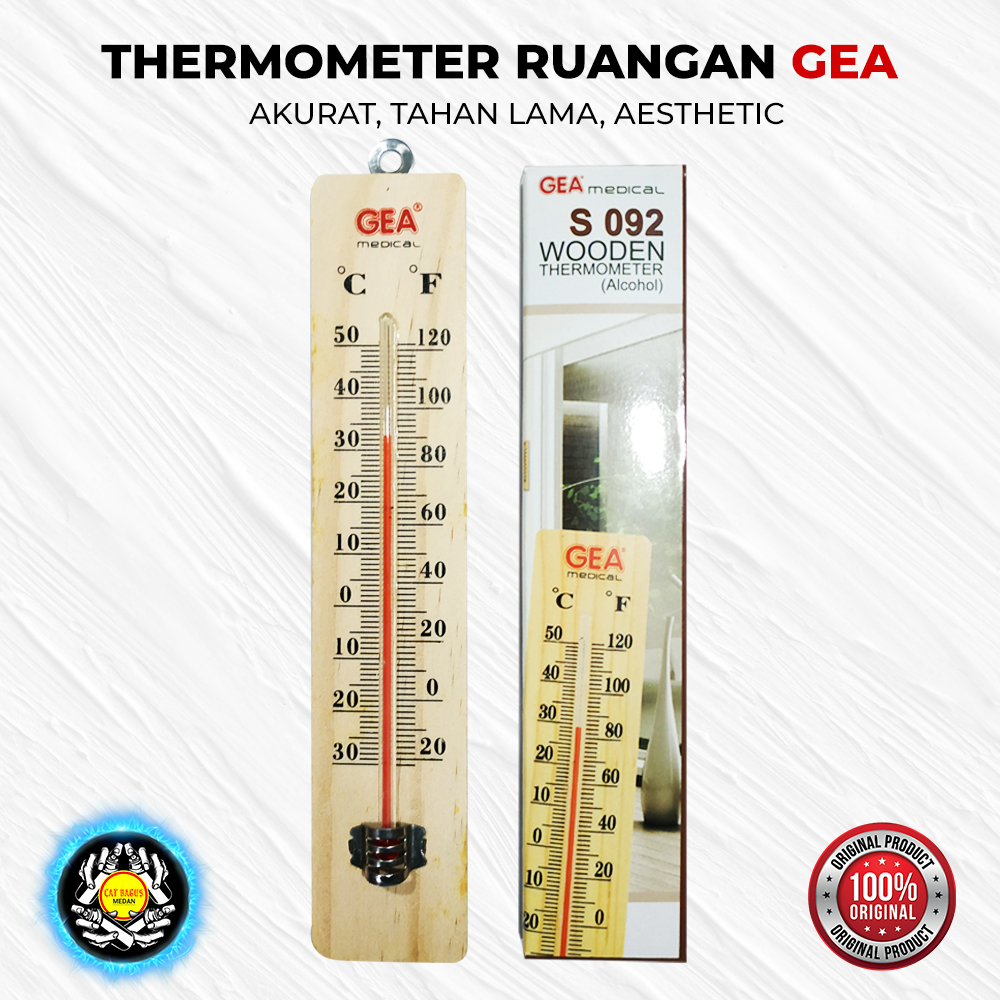 THERMOMETER KAYU GEA ORIGINAL CELCIUS FAHRENHEIT AKURAT / TERMOMETER RUANGAN WOODEN S 092 PENGUKUR S