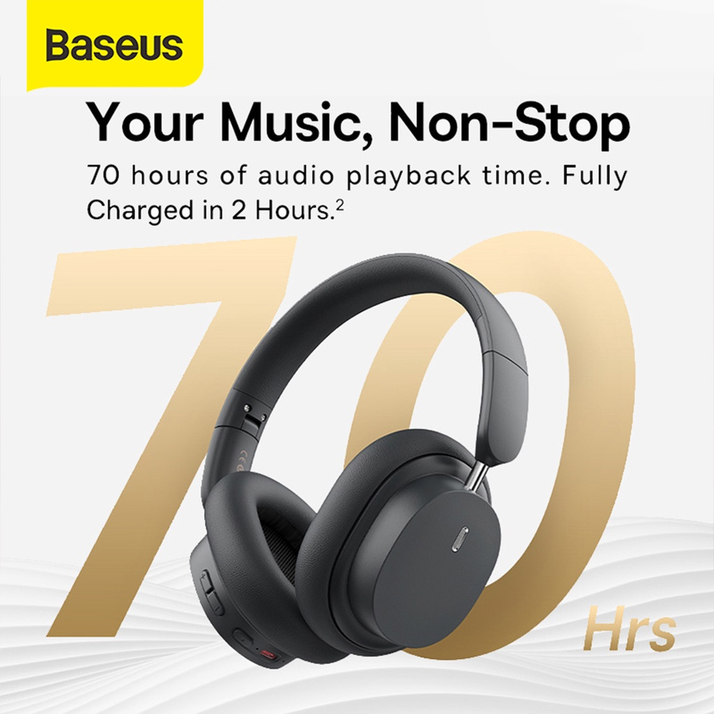 Baseus Bowie D05 Foldable Wireless  Bluetooth 5.3 Wired Headset headphone wired with mic-ENC