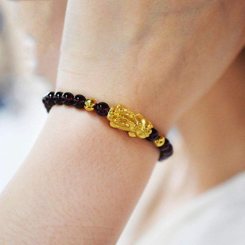 Gelang Pixiu Import Keberuntungan Full Hitam /Gelang Feng Shui Pixiu / PiYao Lapis Emas/Gelang Hoki